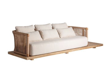 TRENA - 3-seater fabric and wooden sofa with integrated coffee table by Vical Home - view 3
